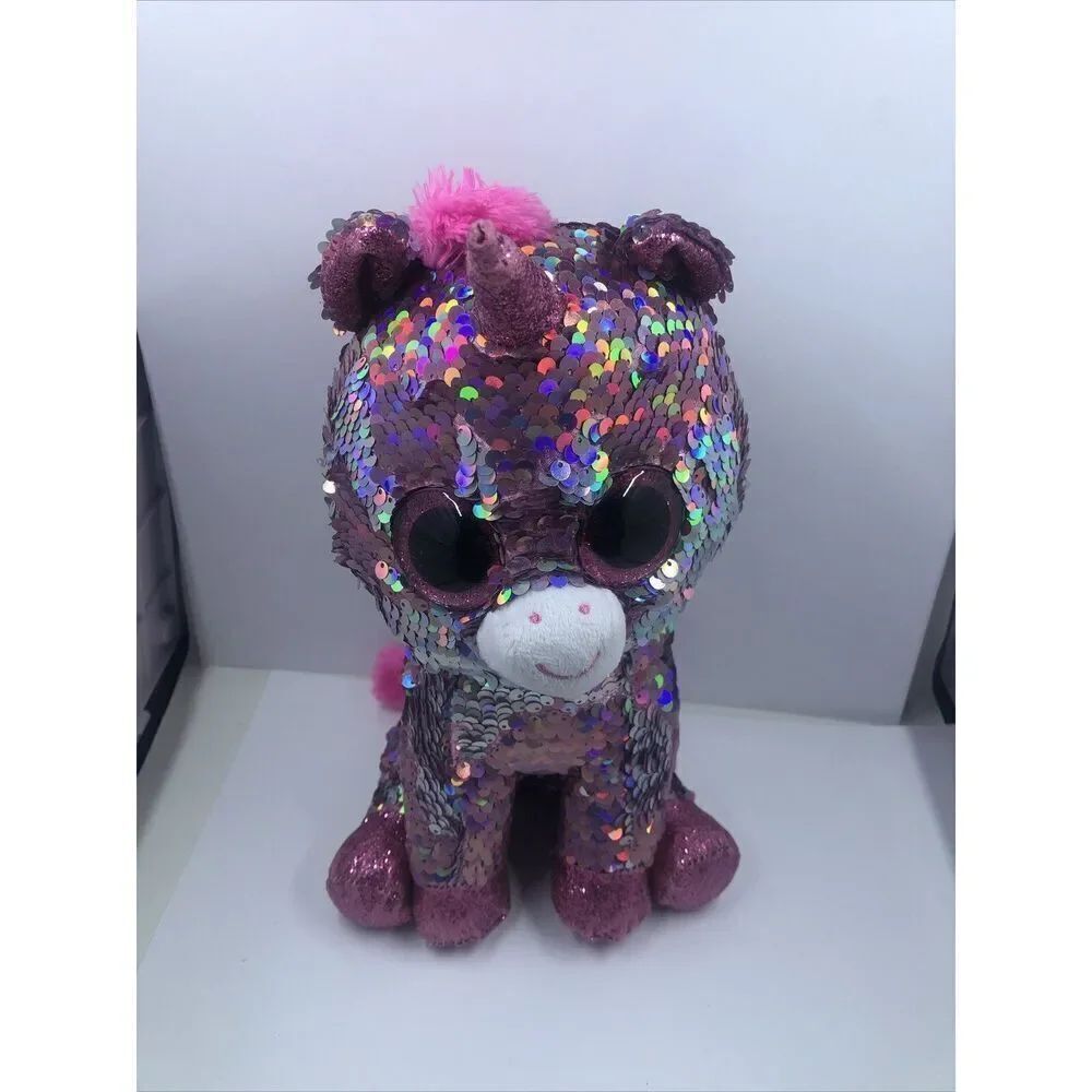 Ty Beanie Boos 10" Sparkle Pink Sequins Unicorn Plush Stuffed Animal